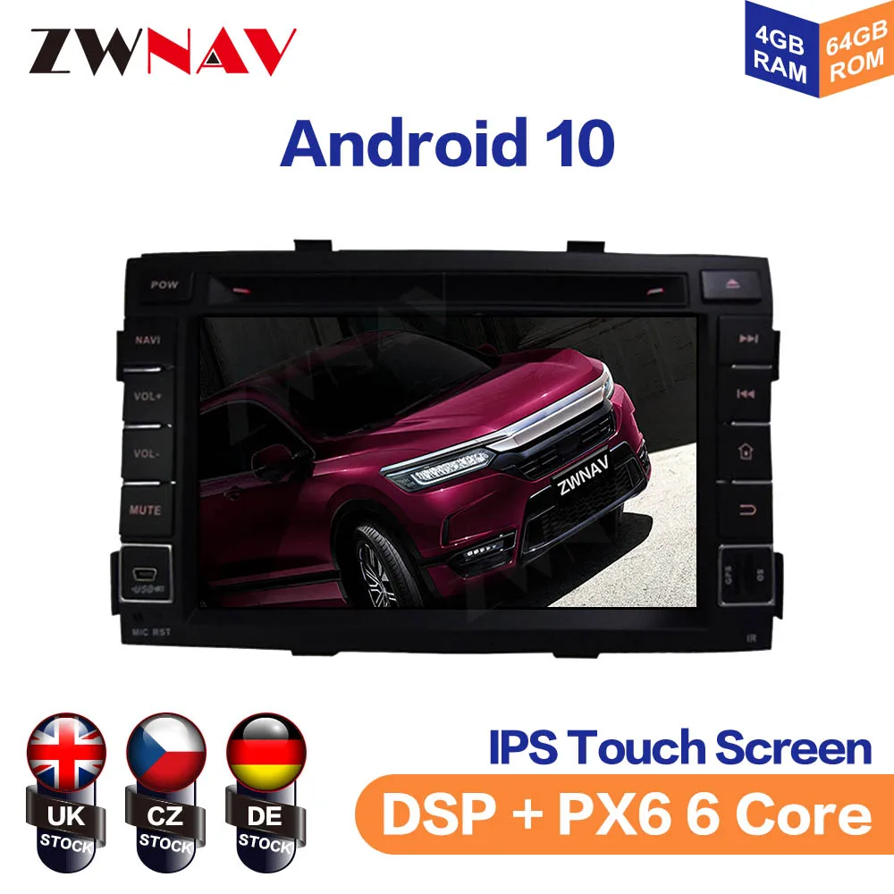 DSP Android 10PX5/PX6 Car DVD Player GPS Navigation For KIA SORENTO 2010-2012 Auto Radio Stereo Head Unit Multimedia Player ISP