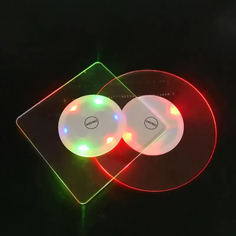 Waterproof LED Luminescent Coasters Bar KTV Blinking Atmosphere Lamp Luminescent Cup Stickers Mini Glow Coaster LED Bottle Light