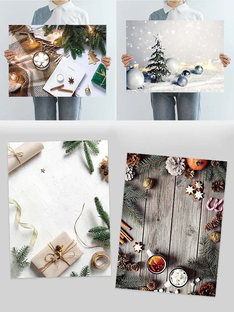 Christmas Photo Shooting Background Decorations Items 2 Sided 3D Picture Paper Board for Professional Photography Backdrop Props