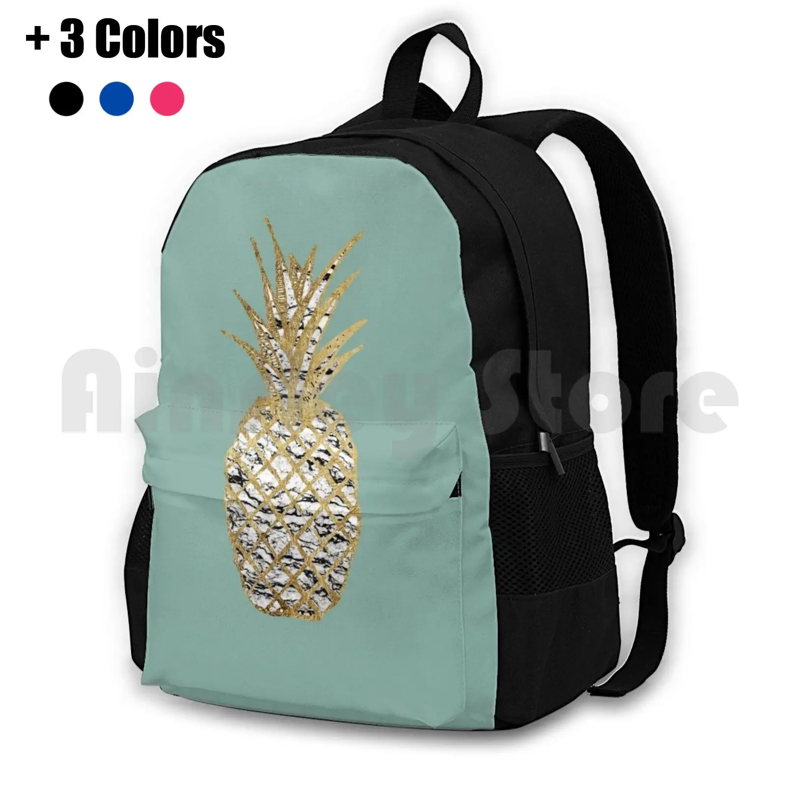 Modern Chic Marble Gold Fruit Outdoor Hiking Backpack Waterproof Camping Travel Fruit Fruity Marble Gold Marble Marble Summer