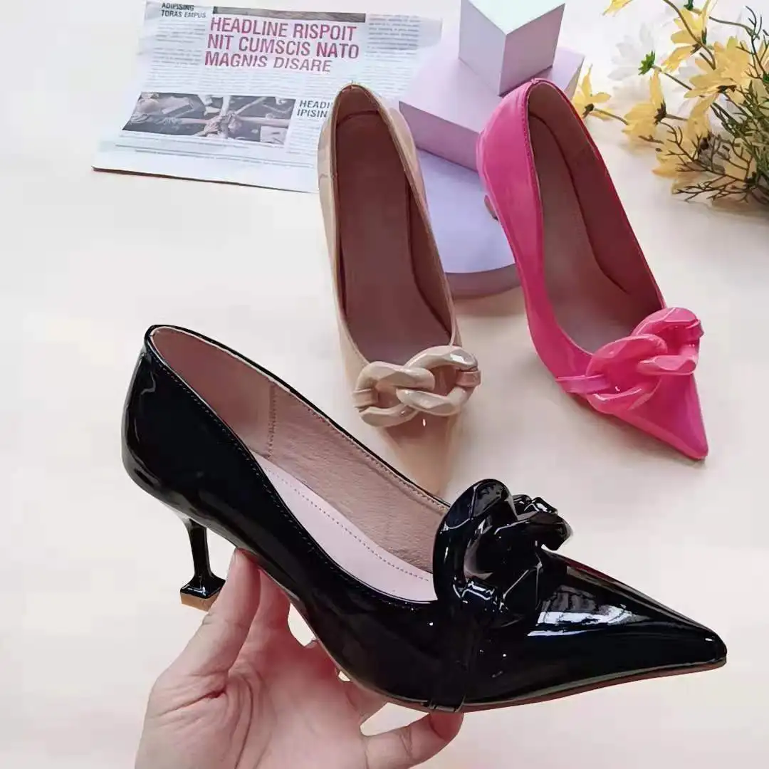 New Spring Sexy Pointed Toe Thin Heels Woman Pumps Fashion Shallow Dress Sandals Women Office Work Ladies Shoes Slides