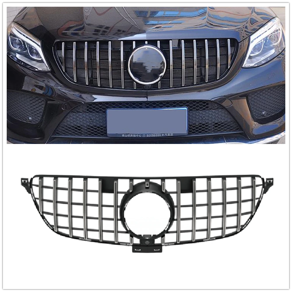 

Grill Front Grille For Mercedes Benz GLE Class W166 W292 Coupe GLE300 GLE350 GLE400 GLE500 2015-2019 Upper Bumper Hood Mesh Grid