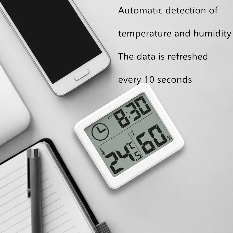 Wielofunkcyjny termometr higrometr automatyczny elektroniczny wskaźnik temperatury i wilgotności zegar 3.2 cal duży ekran LCD