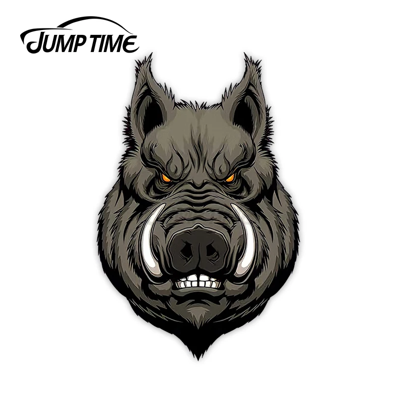 Jump Time 13cm x 5.4cm Wild Boar car Decal 3D Pet Graphic Boar Hunter Vinyl Decal Car Window Bumper Car Stickers