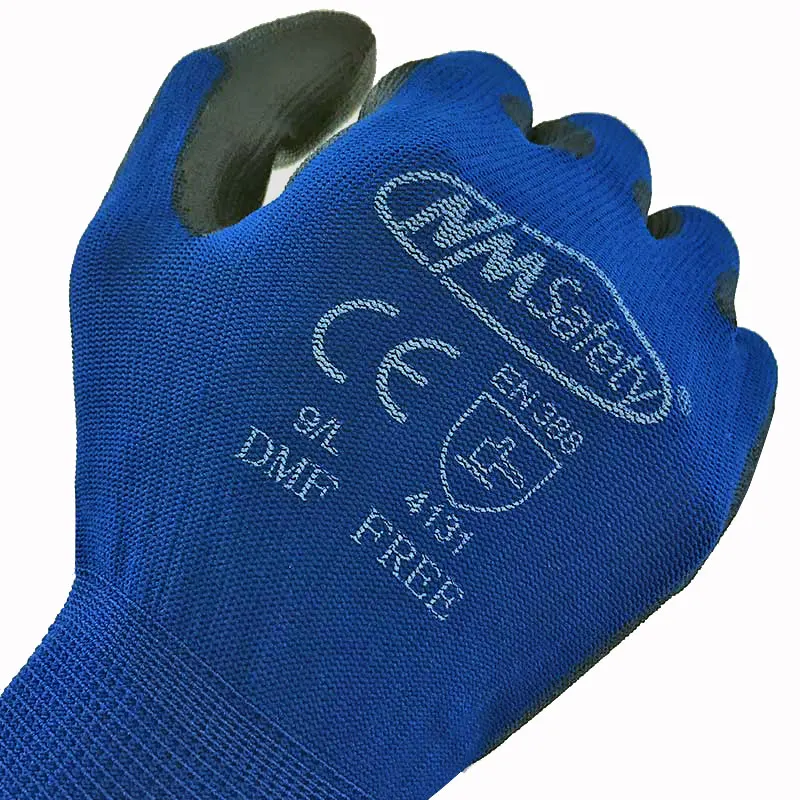 Hot Sell 24 Pieces/12 Pairs Safety Mechanic Work Gloves Coated PU Palm Knitted Nylon Glove Anti Slip Breathable CE Certificated