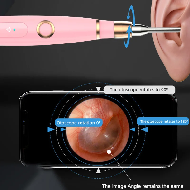 Ear Wax Removal Endoscope 720P HD Wireless Ear Otoscope with 6 LED 4.3mm Visual Ear Scope Camera Safe Ear Pick for Adults Kids
