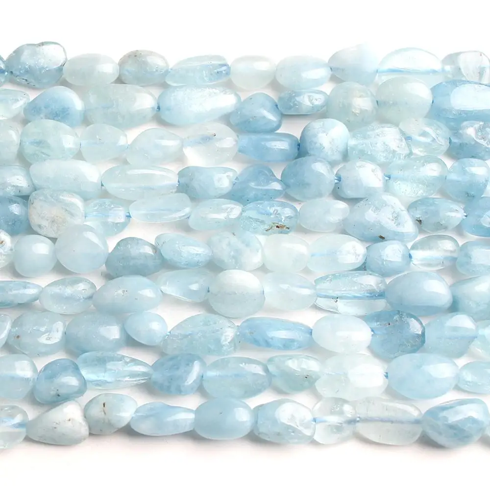 6-8mm Irregular Natural Aquamarina Stone Beads Loose Spacer Beads for Jewellery Making Bracelet Necklace 15 Inch