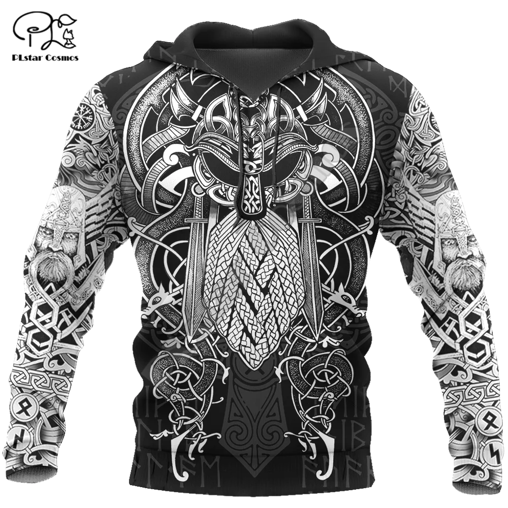 Odin Tattoo Symbol 3D Printed Mens Hoodie Animal Streetwear Autumn Hooded Sweatshirt Unisex Casual Jacket Tracksuits DK041