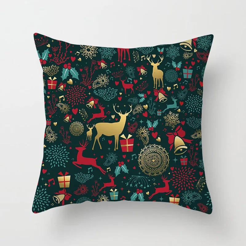 Christmas Decorative Pillowcases Merry Christmas Throw Pillow Case Cover Santa Claus Elk Pillowcase Green Christmas Tree Pillow