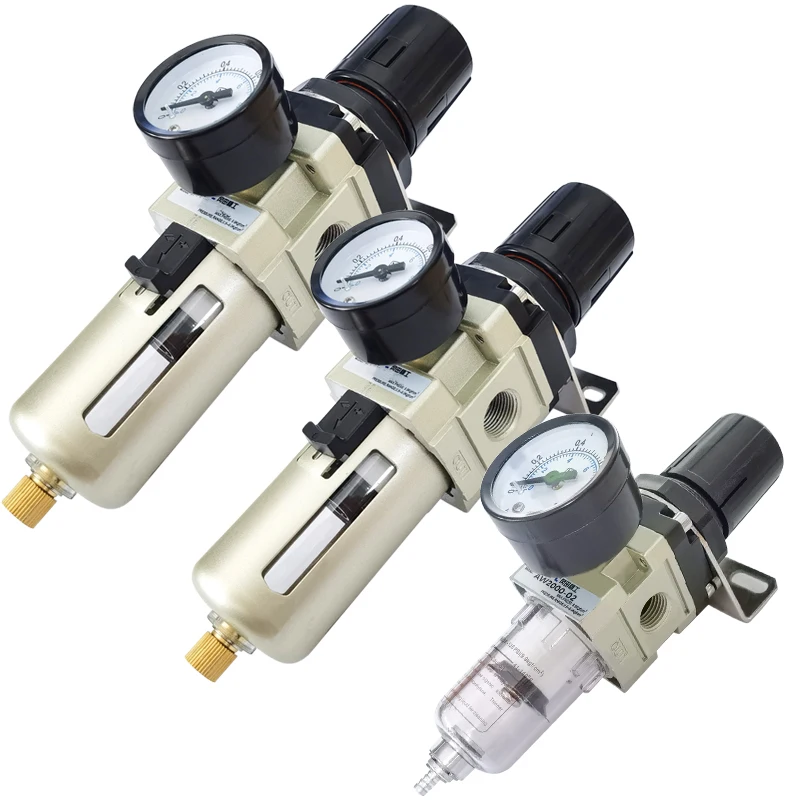 Produktbild von AW2000-02 / AW3000-03 / AW4000-04 Luft-Öl-Wasser-Abscheider-Filter – Pneumatischer Druckregler Für Kompressoren (Transparent, Manuell)