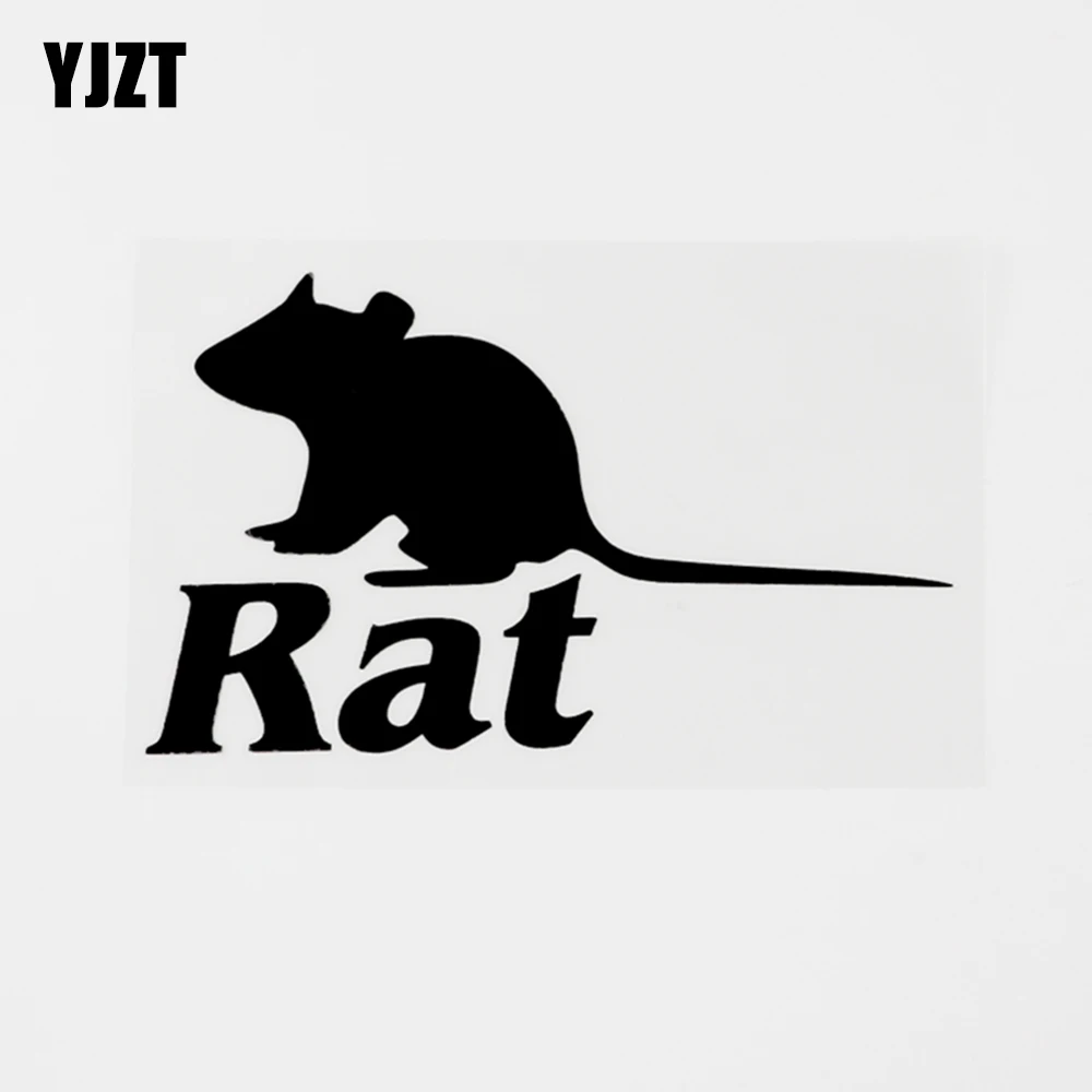 YJZT 13.3CM×8.3CM Funny Animal Rat Vinyl Car-styling Car Sticker Decal Black/Silver 8C-0586