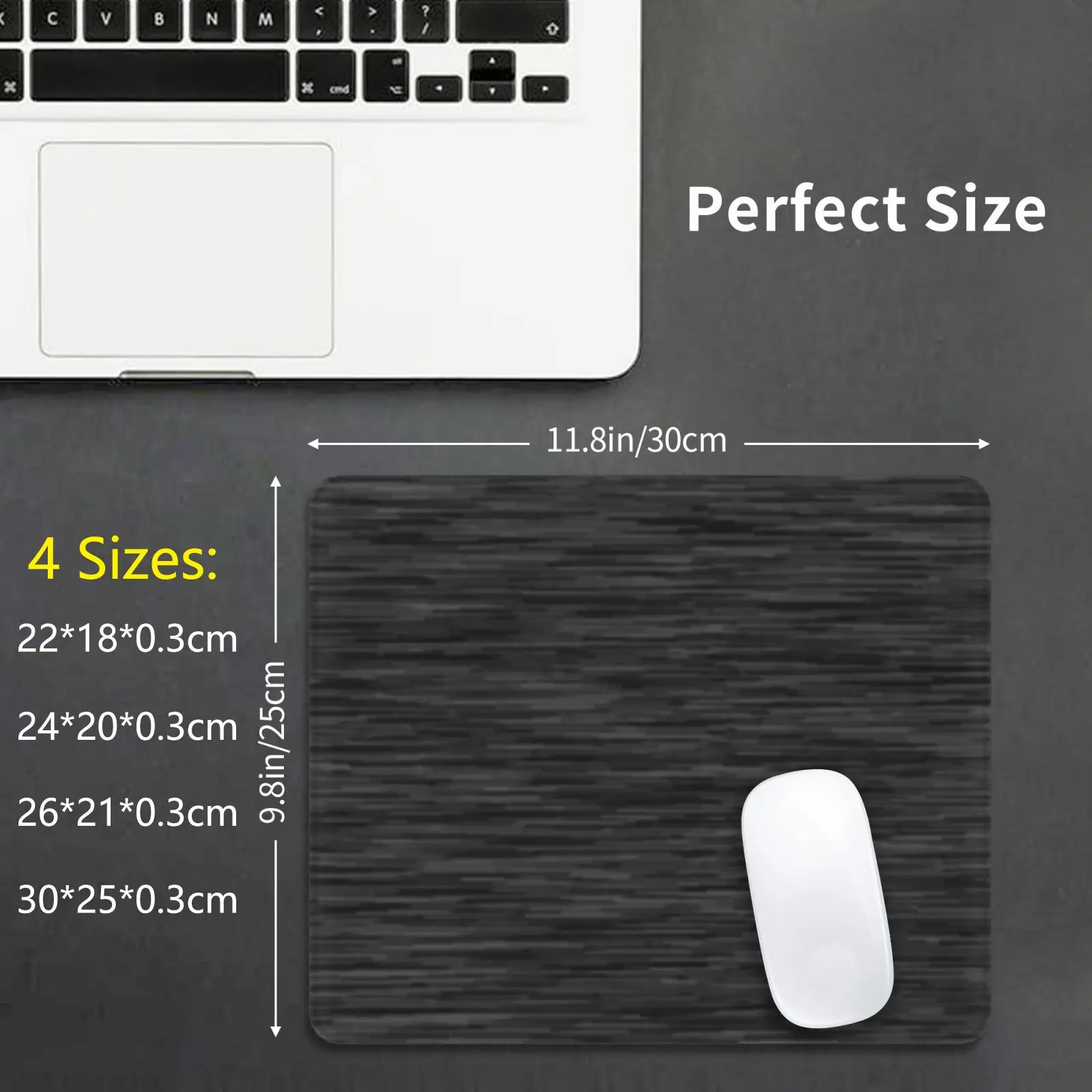 Dark Charcoal Grey Heathered Fabric Effect Mouse Pad DIY Print Face Plain Simple Basic Colorful