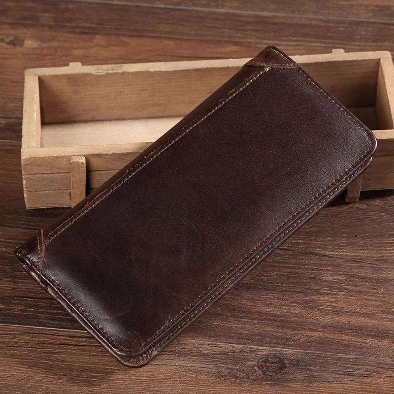 Men\'s Genuine Leather Long Wallet Bifold Money Card Holder Clutch Purse Slim Hot N7MF