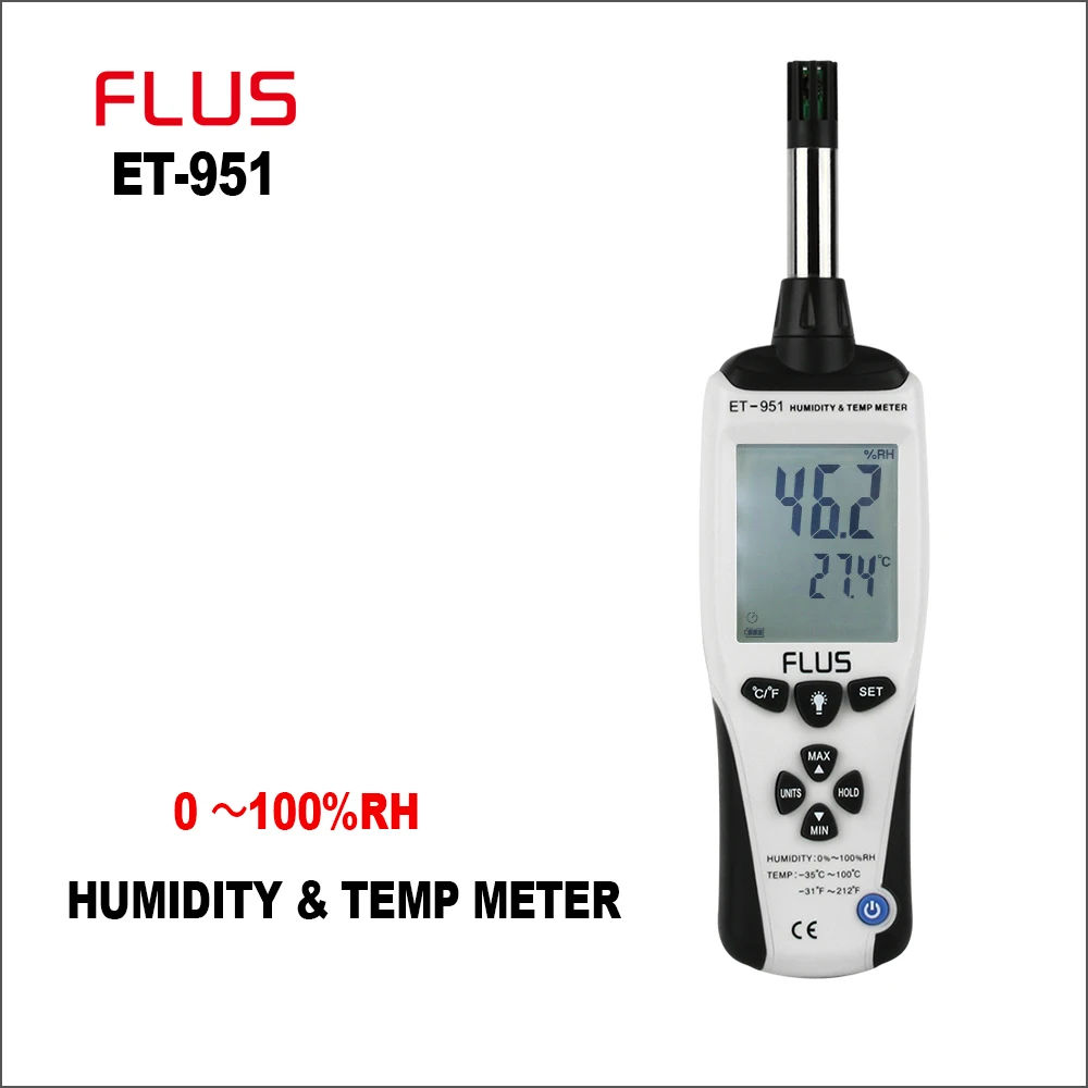 

FLUS Humidity Temperature Thermometer Handheld Portable Digital Non-contact LCD Display Hygrometer Hunidity Temp Meter