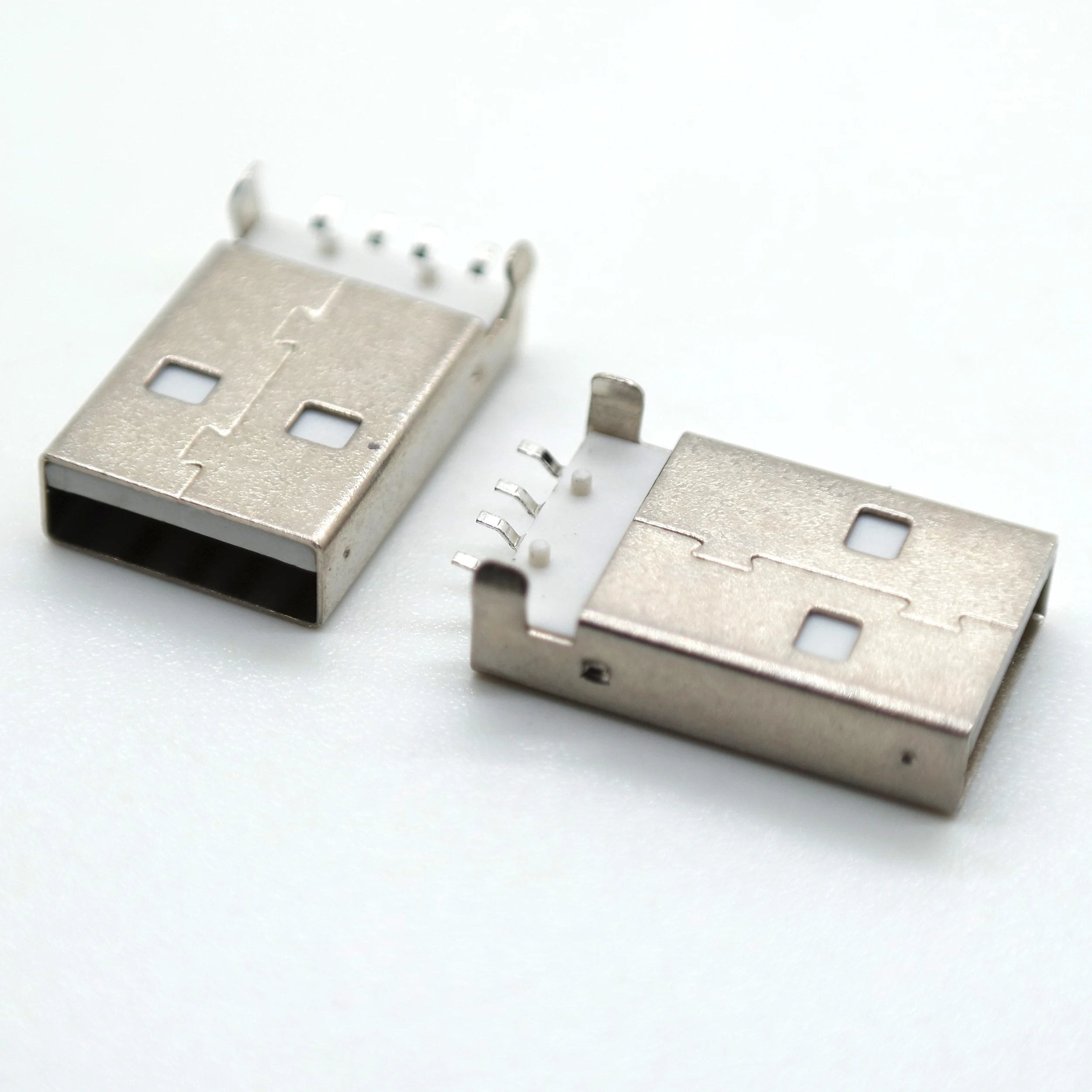 10PCS USB male seat AM sinking plate Type-A 90° patch straight edge 4-pin SMD bending 2-pin computer U disk USB seat PCB board