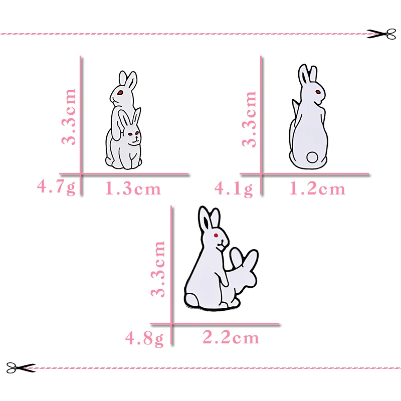 Evil White Rabbit Enamel Pin Creative Bunny Brooches Funny Animal Lapel Pins Denim Jackets Bag Cartoon Badges Cute Jewelry Gift