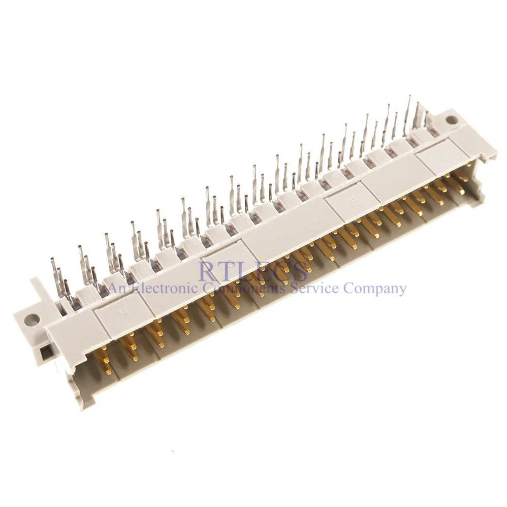 2pcs 5.08mm DIN 41612 Header Connector 3 Rows 48 Positions Male Pins Right Angle Through Hole PCB Solder 3x16