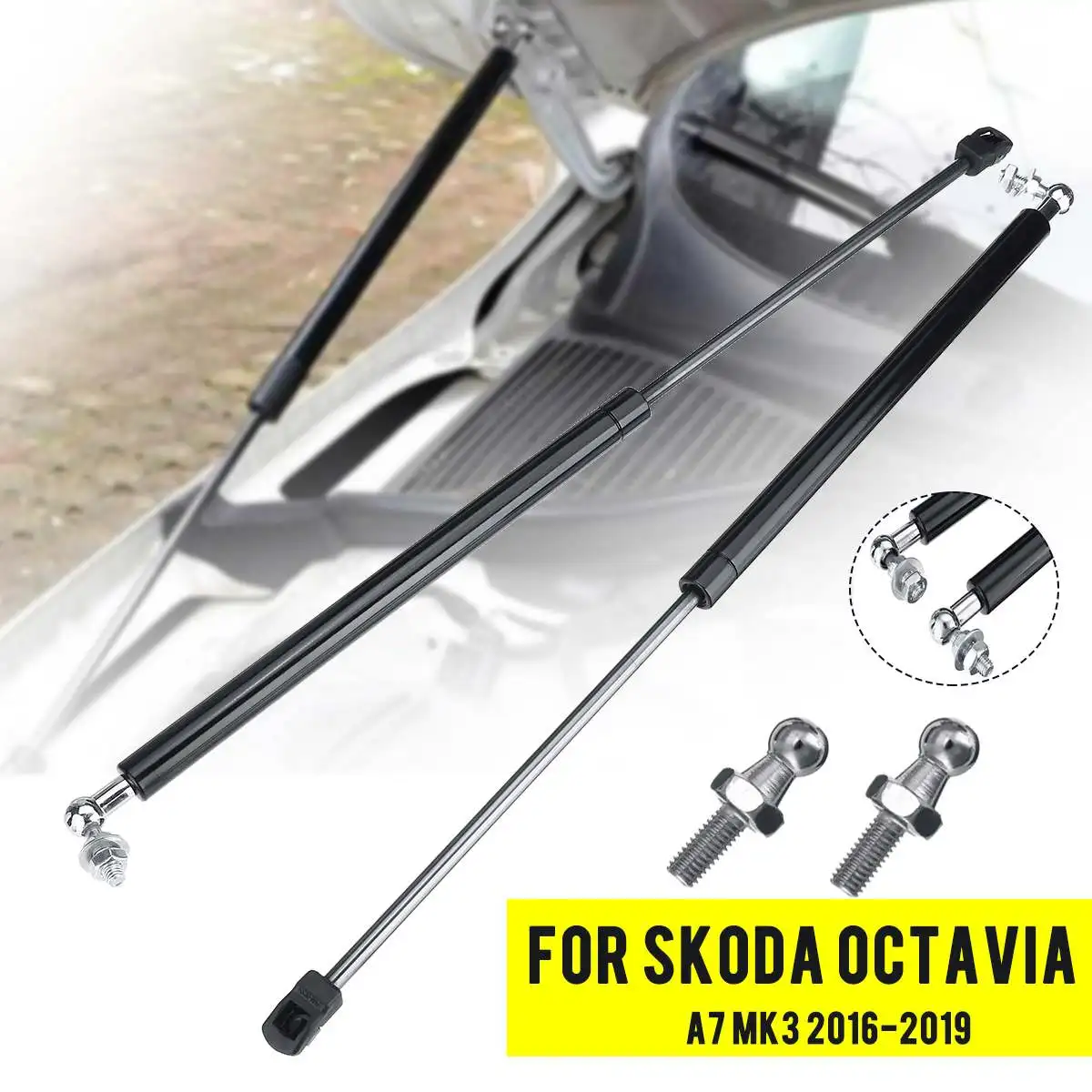 

2Pcs Car Front Gas Shock Hood Shock Strut Damper Lift Support With accessories For Skoda Octavia A7 MK3 2016- 2019