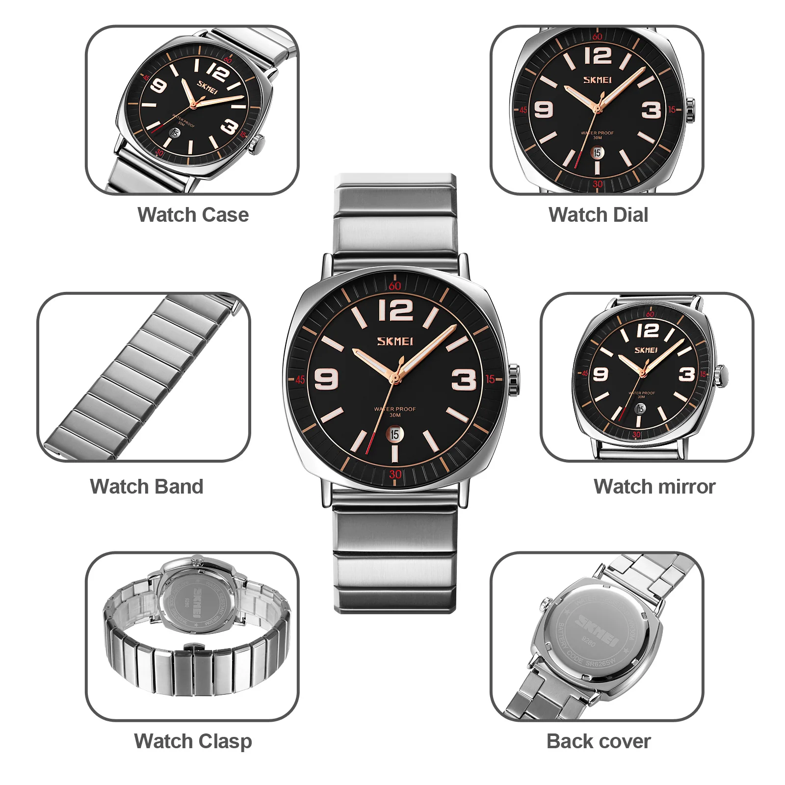 Imagem -05 - Moda de Luxo Relógio para o Homem Simples Dial Calendário Relógios de Quartzo Skmei Marca Masculino Relógio de Pulso de Aço Design Original Relógio