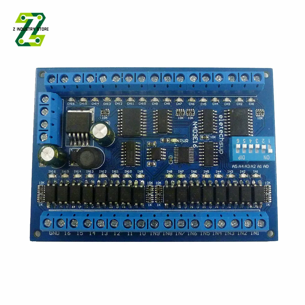 DC 12V 24V RS485 Remote Control Switch 16 Input 16 Output RTU Module PLC IO Expansion Board