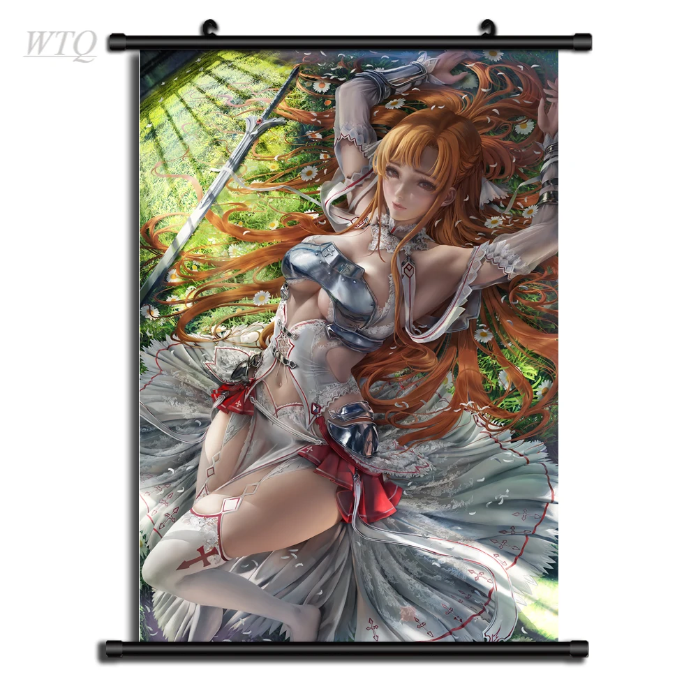 Anime Posters SAO Sword Art Online Asuna Retro Poster Canvas Painting Wall Decor Poster Wall Art Picture Room Decor Home Decor