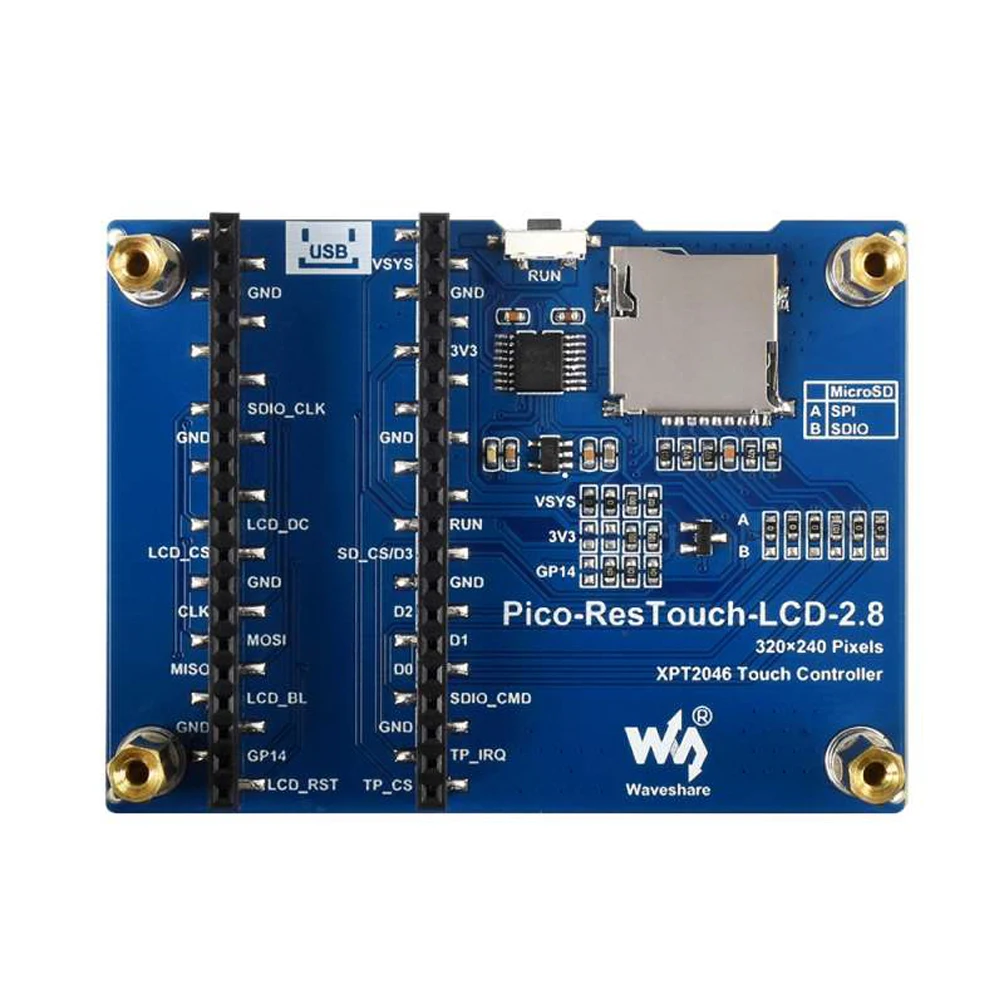 Waveshare 2.8inch Touch Display Module 262K Colors 320×240 Pixels SPI Interface for Raspberry Pi Pico