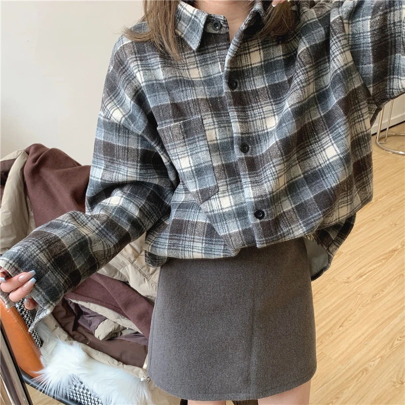 LMQ NEW Winter Women Plus Size Warm Flannel Cotton Blouses Long Sleeve Thick Velvet Plaid Shirt Coats Fashion Outwear Tops