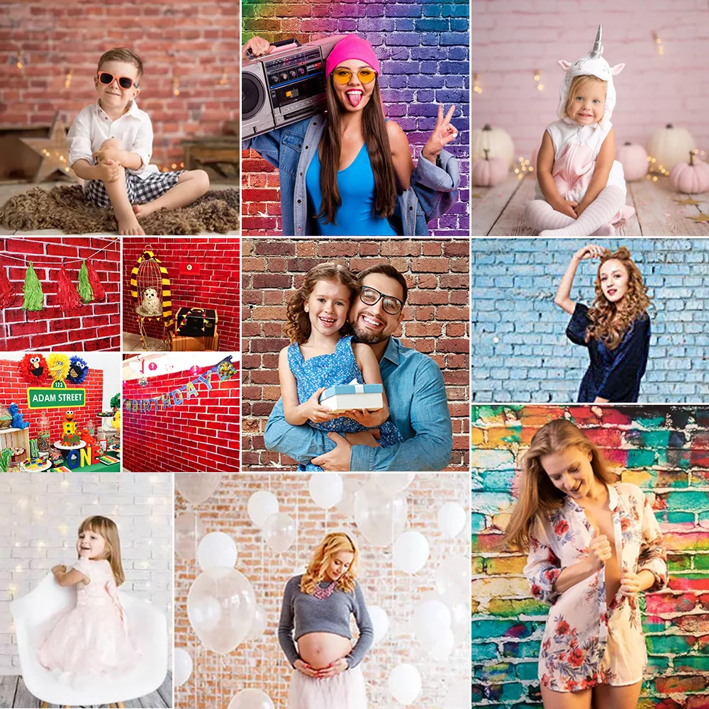 

Brick Wall Portrait Backdrop Birthday Party Background Decorations Portrait Photocall Food Pet Still Life Photography Props