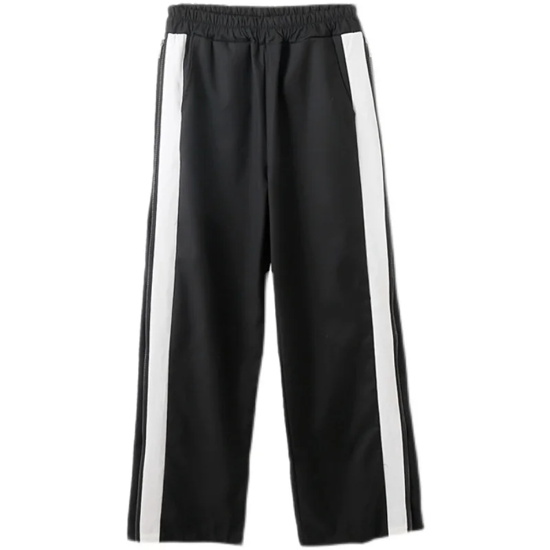 Men's Wide Leg Pants Spring And Autumn New Academy Wind Side Zipper Design Fashion Casual Versatile Large Size Pants