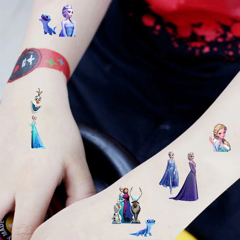 Disney Frozen Tattoo Stickers Child Temporary Fake Tattoos Paste on Children\'s Face Arm Leg Cartoon Anime Elsa Kids Toys Sticker