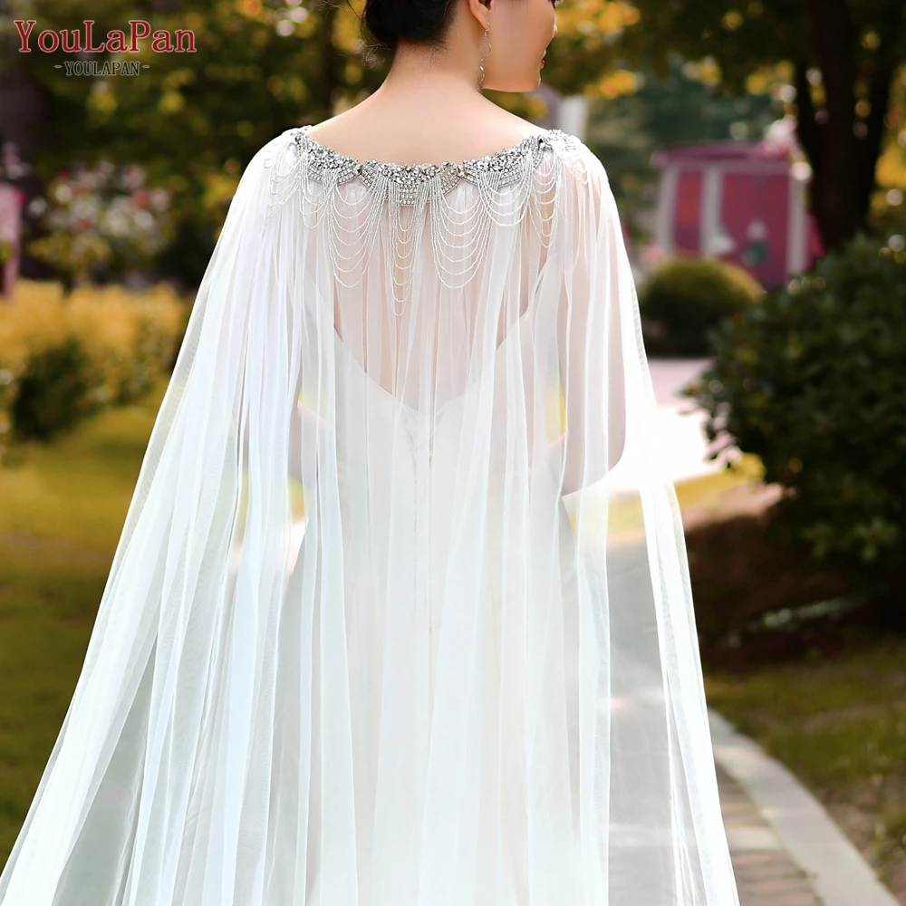 YoulaPan-Bolero removível para casamento para mulheres, jaqueta longa, xale de festa nupcial, casacos longos DIY, vestidos de casamento, trem do casamento, G47