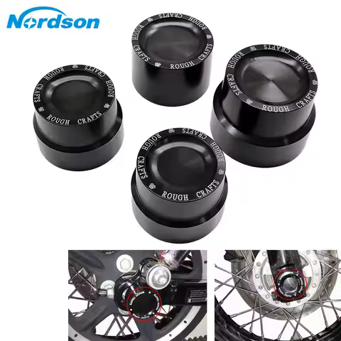 Nordson Motorcycle Rough Craft Carving Front Rear Axle Nut Covers Caps For Harley Sportster XL883 XL1200 Dyna Touring V-Rod
