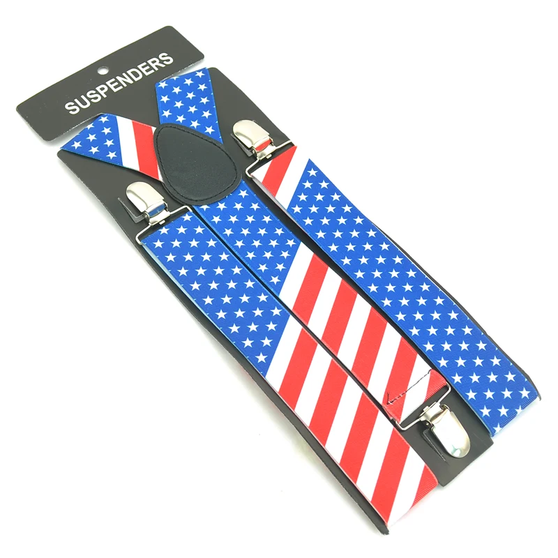 Tirantes con bandera americana de Estados Unidos y espalda en Y de 3,5 cm de ancho para hombre, pantalones con Clip Unisex, tirantes elásticos para hombre