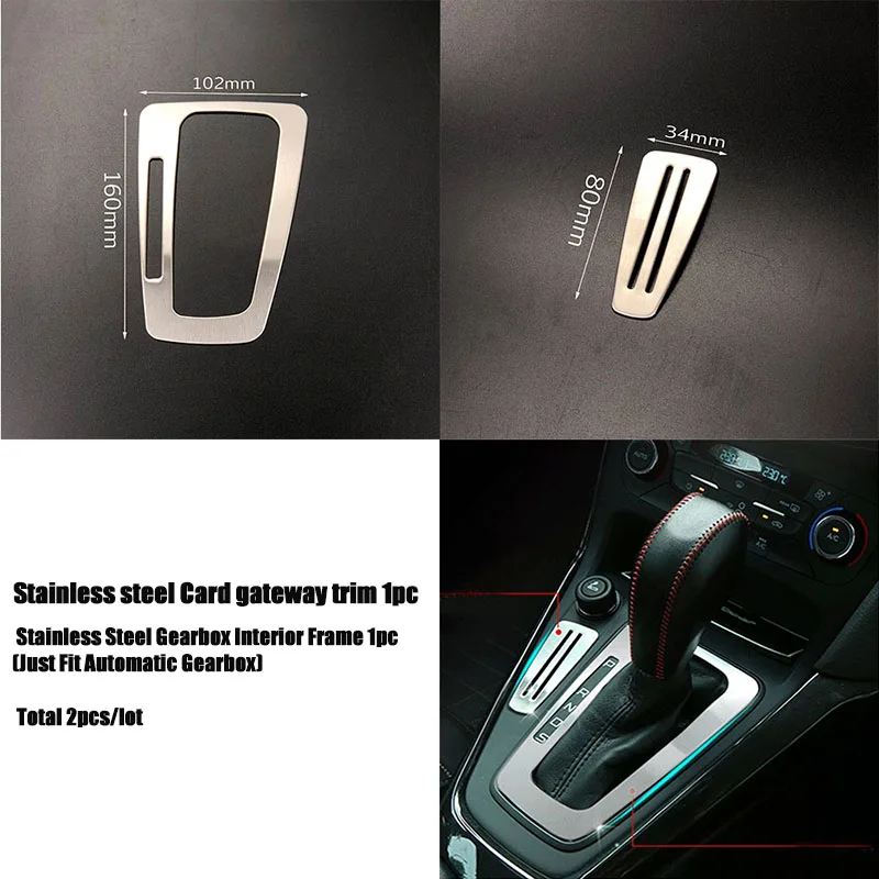 Cotochsun Car styling Stainless Steel Automatic Gearbox Cover Decorative Frame Sticker For Ford Focus 3 Mk3 2015-2018