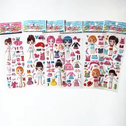 6 Sheets Dress Up Girl Stick with High Elves Faerie Girl Doll Bubble Sticker Kids Laptop Notebook Birthday Gift