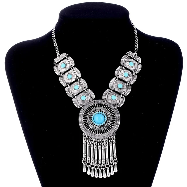 Collar largo con colgante de collar bohemio para mujer, Gargantilla Vintage con borlas, Collar bohemio, joyería femenina