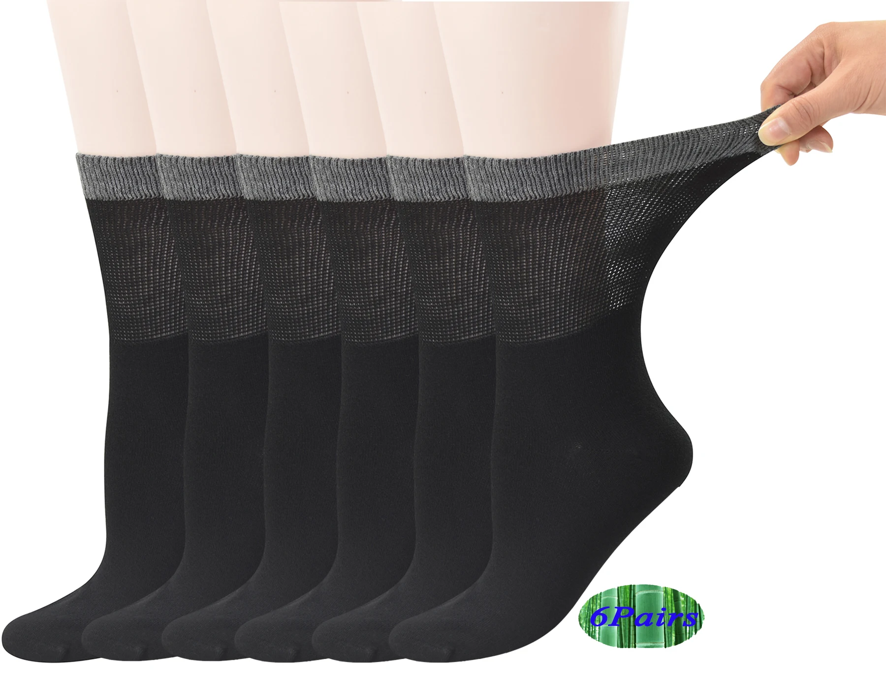 

Womens Bamboo Diabetic Crew Socks With Seamless Toe,6 Pairs Size 9-11