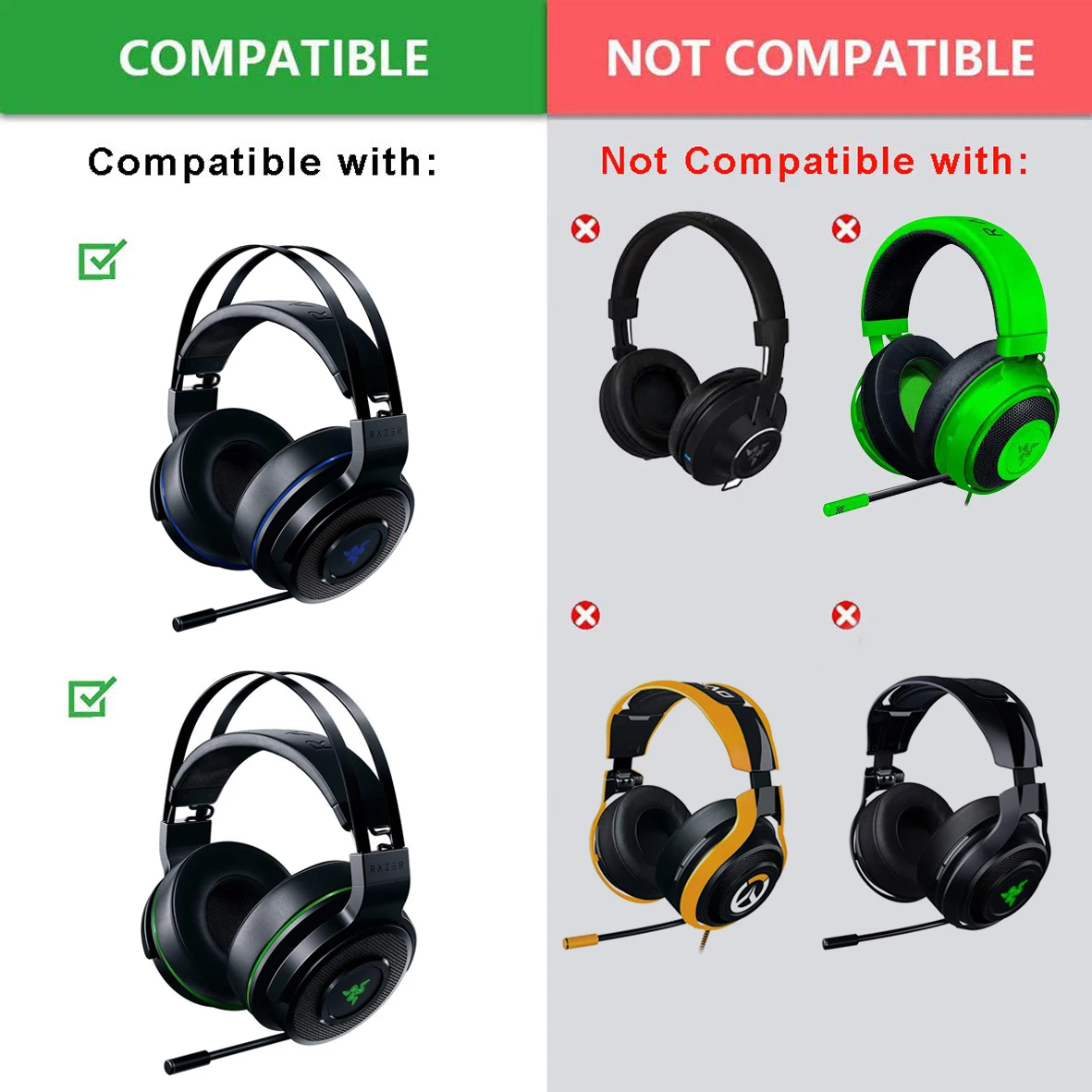 Cooling-gel Cushion Ear Pads Replacement Earpads Earmuffs for Razer Thresher Ultimate Headphones