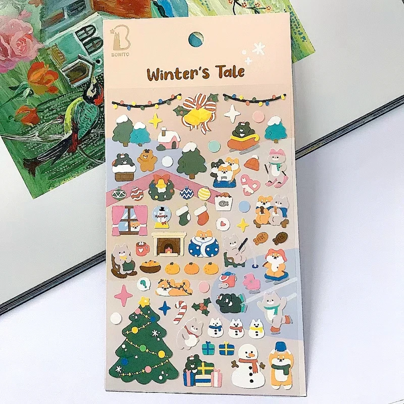 Bonito Chirstmas Stickers Winter's Tale Cute Animal Sticker For Scrapbooking Junk Journal Diary Card Decor DIY Craft Supplies