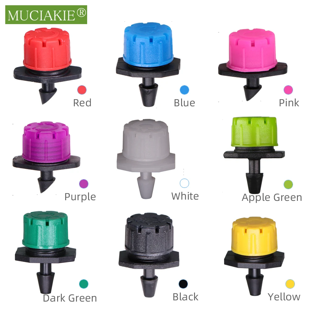 MUCIAKIE 30-1000PCS Adjustable Irrigation Misting Micro Flow Dripper Drip Head 1/4'' Hose Garden Sprinklers Garden Watering Tool