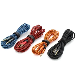 1.5 metr 4 polak wysokiej jakości pleciony metalowy Audio kabel 3.5mm AUX kabel Audio