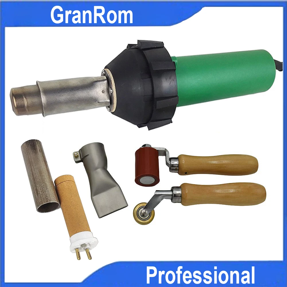 Professional 1600W Heat Gun Kit Hot Air Blast Torch With 40mm Welding Nozzle 6mm Brass Penny Roller PVC Plastic Welder Tool Set