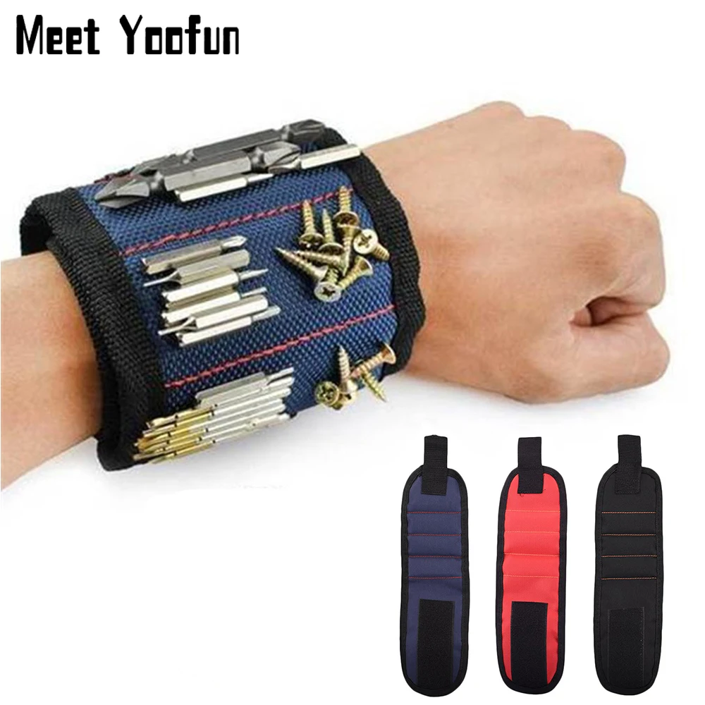 6pcs Magnets Magnetic Wristband Portable Tool Bag Electrician Tool Kit Screw Repair Tool Belt Kit Organizer Storage