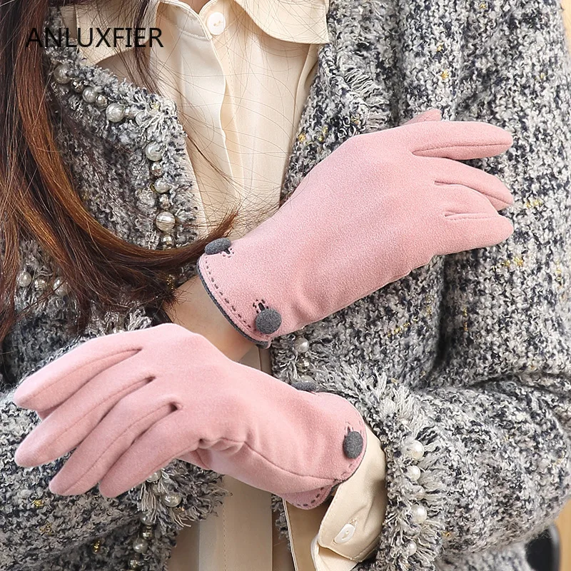 

H9884 Women Gloves Windproof Warm Outdoor Autumn Winter Simple Fashionable Mittens Thin Riding Driving Touch Screen Hand Muff