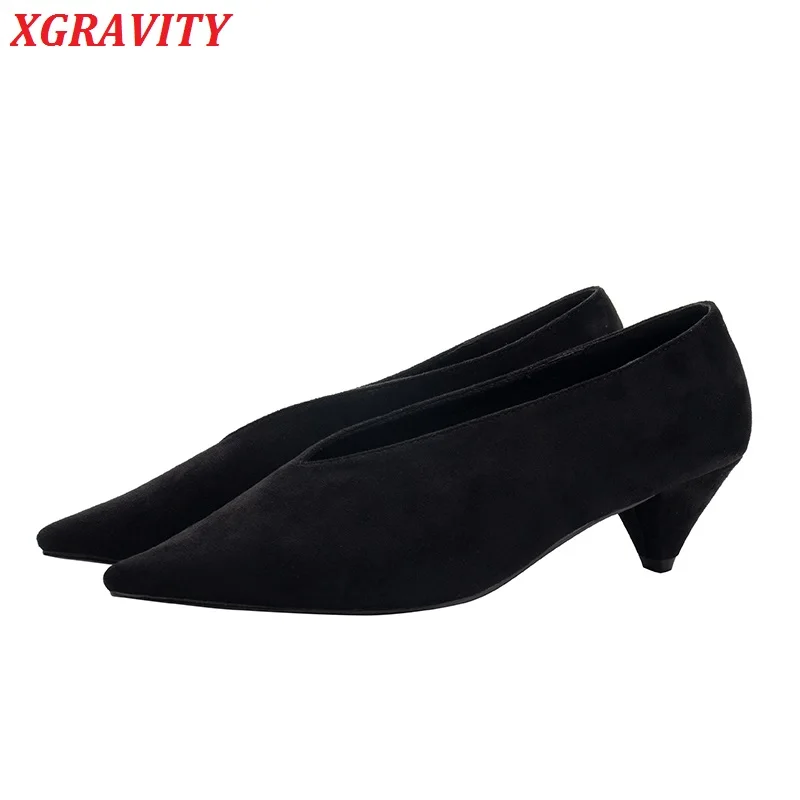 Size 34-41 New Spring Autumn Ladies Spike Heel Shoes Elegant V Cut Designer Pointed Toe Dress Shoes European American Footwear