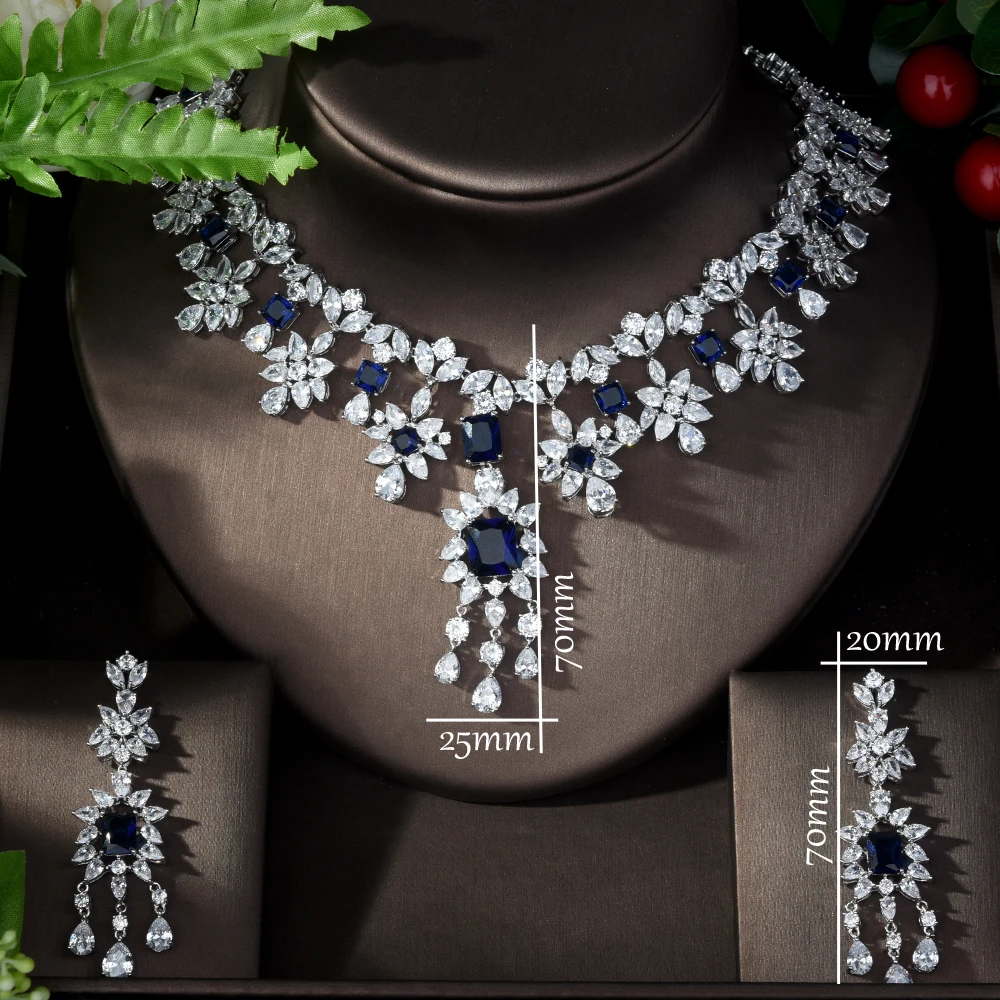 HIBRIDE Classic Shiny Water Drop Design African Jewelry Set Nigerian Wedding CZ Women Anniversary Necklace Set Bijoux N-1074