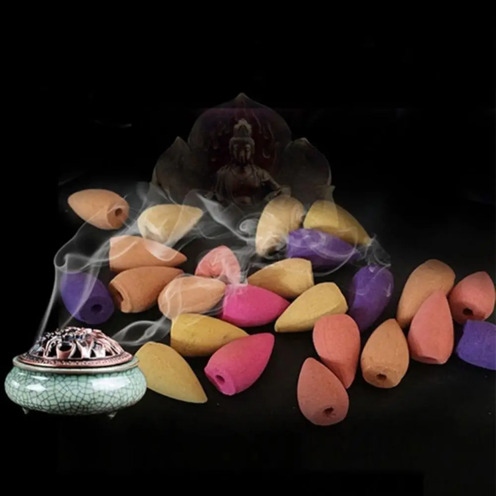 Dropshipping 40Pcs Air Purification Buddhism Smoke Back-flow Incense Cones Scent Aromaed Spice