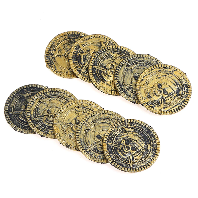 Game Currency Halloween Party Supplies 10pcs Plastic Pirate Treasure Coins Party Props Christmas Gift Children's Toys