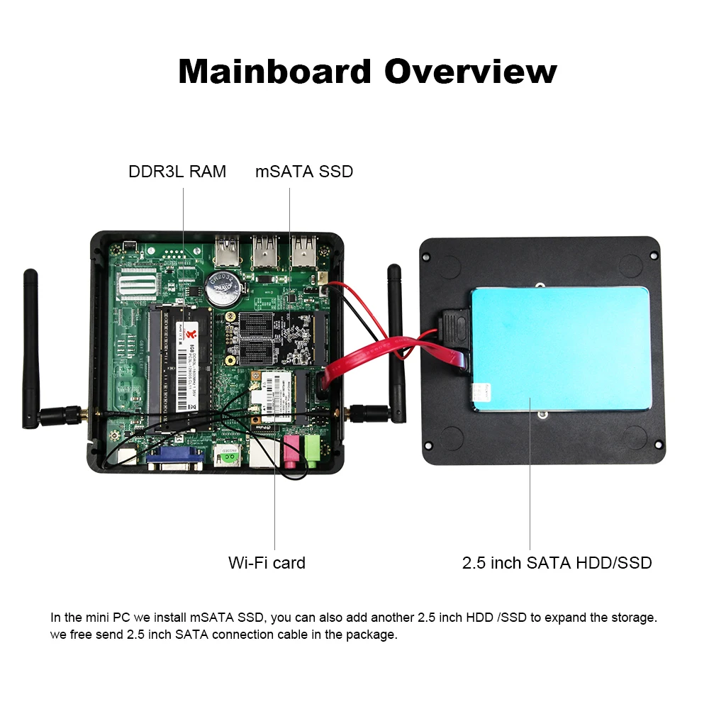 XCY Mini PC sin ventilador i7-4500U/i5-4200U HDMI/VGA 8x USB - imagen 2