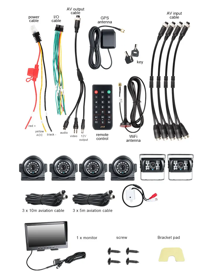 8CH GPS WIFI  512GB Mobile Vehicle Car DVR System Remote View on Phone Waterproof Camera  for Truck Van Bus